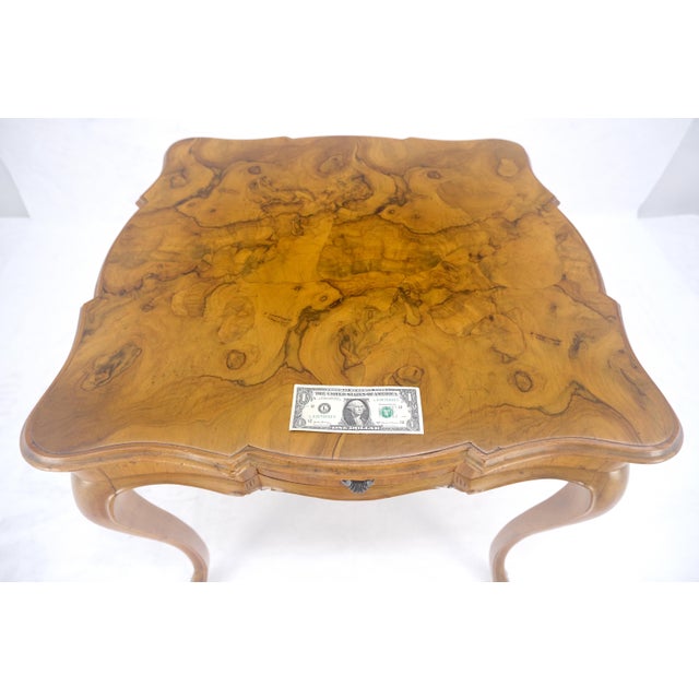 Italian Olive Burl Wood Game Table Pull Out Trays One Drawer MINT! For Sale - Image 6 of 16