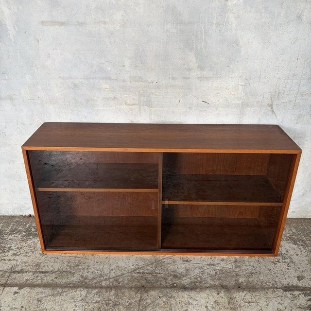 Contemporary Mid-Century Danish Teak Bookcase with Sliding Glass Doors, 1960s For Sale - Image 3 of 10