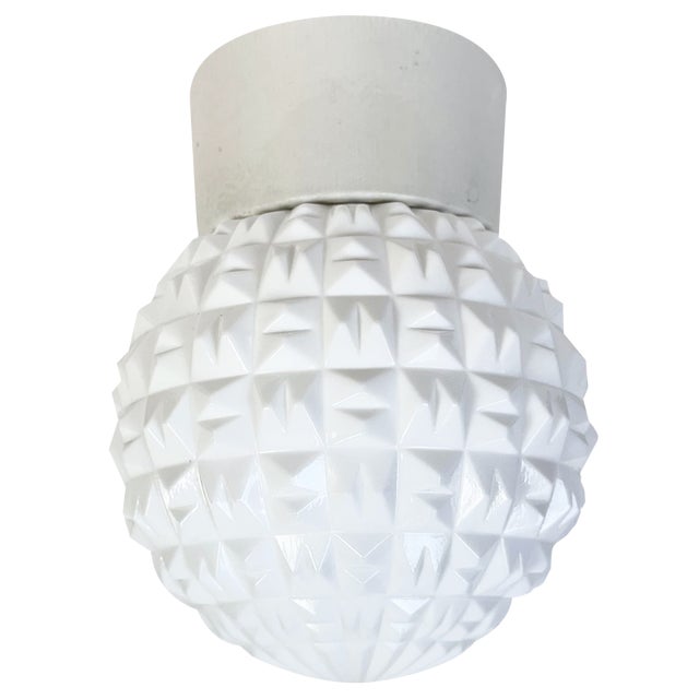 Vintage White Porcelain Ceiling Light, 1970s For Sale