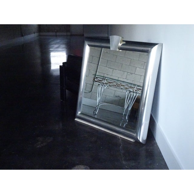 Vintage 1970s Mirror in Bullnose Aluminum Frame For Sale - Image 10 of 13