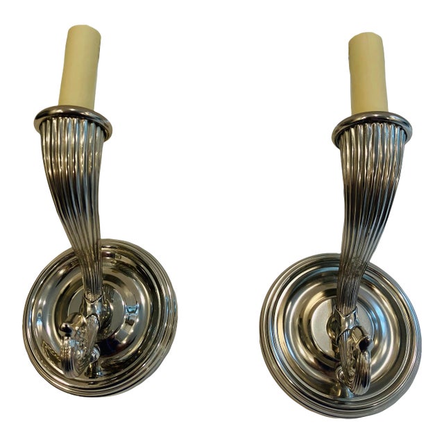 Pair of 1990s Chapman Nickel Silver Sconces For Sale