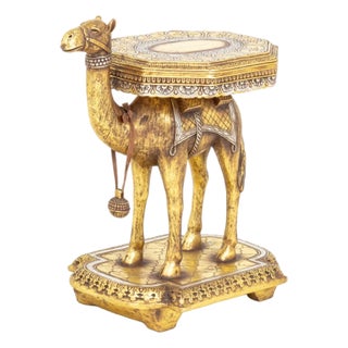 Afd Home Silvered & Giltwood Camel Form Side Table For Sale