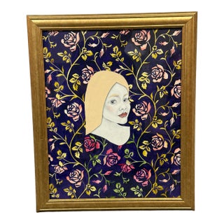 Sofia Bonati Agnes Art Nouveau Watercolor, Framed For Sale