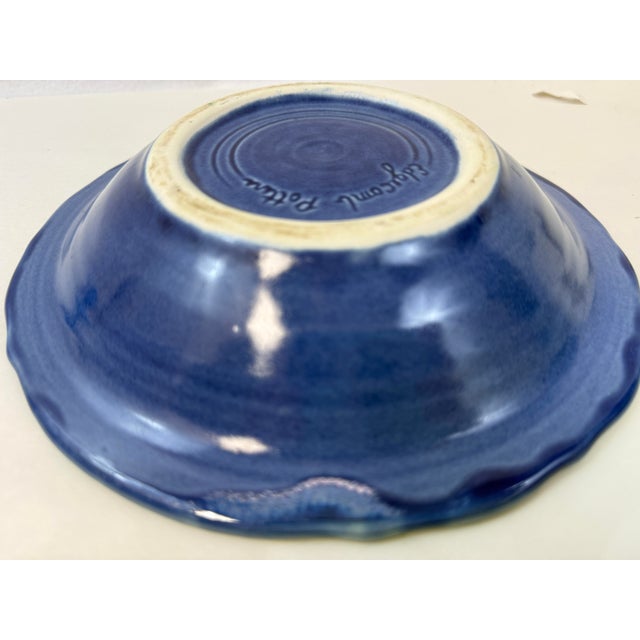 Ceramic Edgecomb Potters Crystalline Starburst Glaze Beachy Aqua Blue Green Bowl Dish Handmade Pottery For Sale - Image 7 of 9