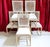 Distressed white finish wood dining chairs set of eight. Two Klismos end chairs and six faux bamboo side chairs. Preowned...