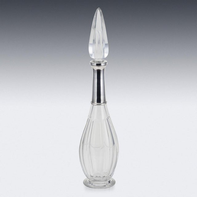 20th Century Art Deco French Silver & Baccarat Crystal Decanter, 1920s For Sale - Image 10 of 13