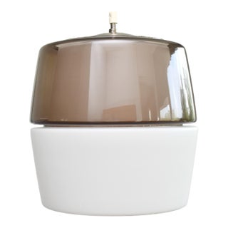 Vintage Peill & Putzler Mid Century Modern Smoked Glass Pendant Light Modernist | Amethyst Purple Color Block Ceiling Lamp For Sale