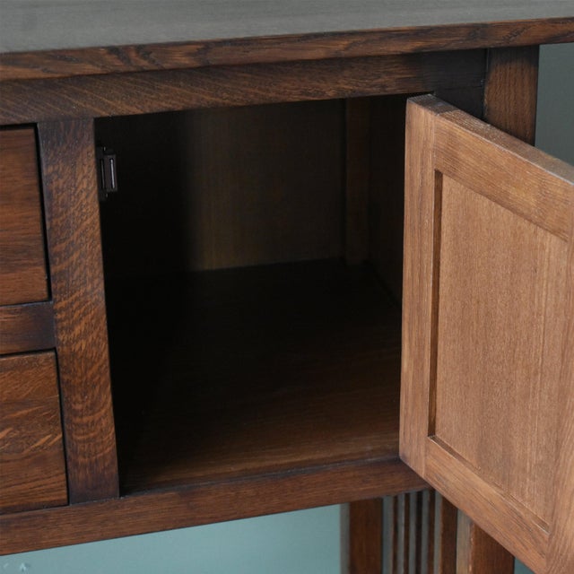 Mission Solid Oak Buffet / Console Table - Walnut - 52" For Sale - Image 4 of 9