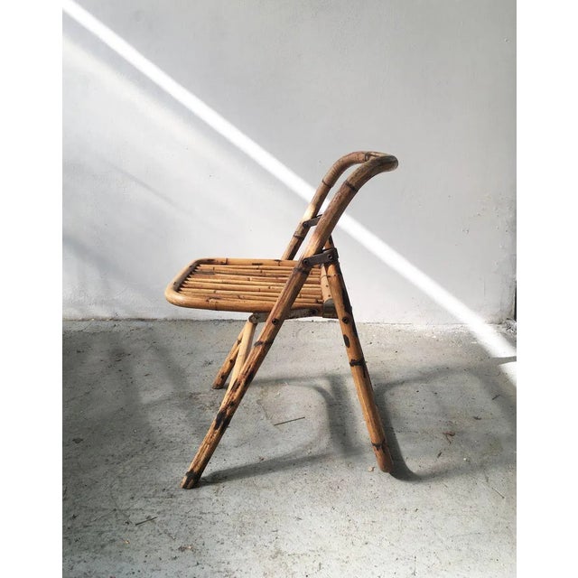 Mid-Century Modern Mid-Century Bamboo Folding Chair with Brass Details, 1950s For Sale - Image 3 of 11