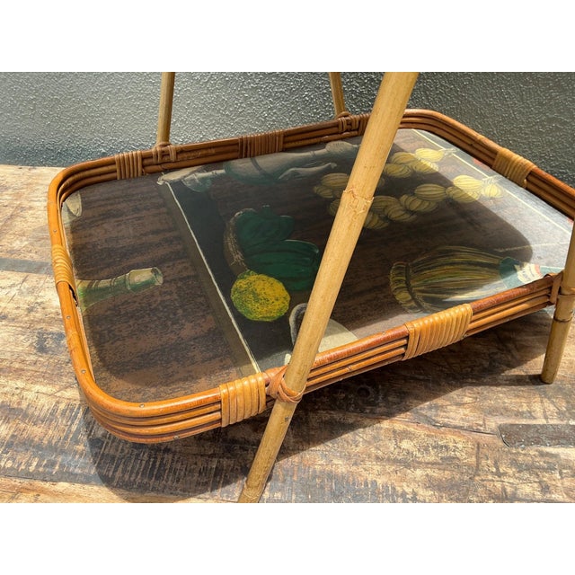 Vintage Rattan Two-Tiered Tray Stand For Sale - Image 18 of 18