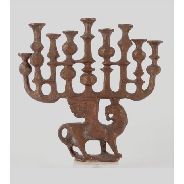 Metal Milton Hebald, Milton Hebald Mid Century Bronze Menorah Sculpture WPA Artist Modernist Judaica, 1969 For Sale - Image 7 of 15