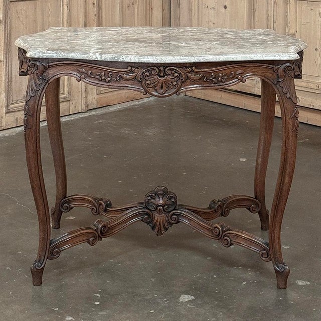Early 20th Century Antique French Louis XV Marble Top Center Table For Sale - Image 5 of 18