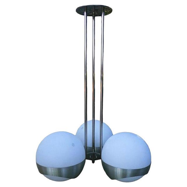 Silver Space Age Ceiling Lamp from Lamperti, 1970s For Sale - Image 8 of 8