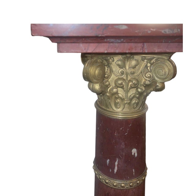 Stone 19th Century French Rouge Griotte Marble & Ormolu Pedestal Column For Sale - Image 7 of 8
