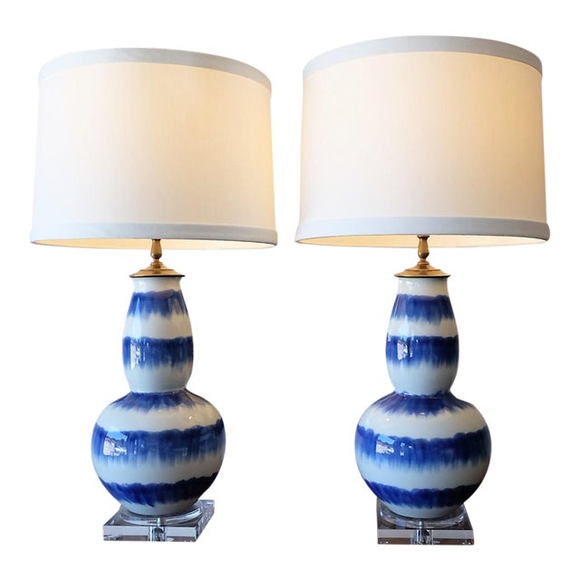 Blue & White Crackle Gourd Lamps a Pair Chairish