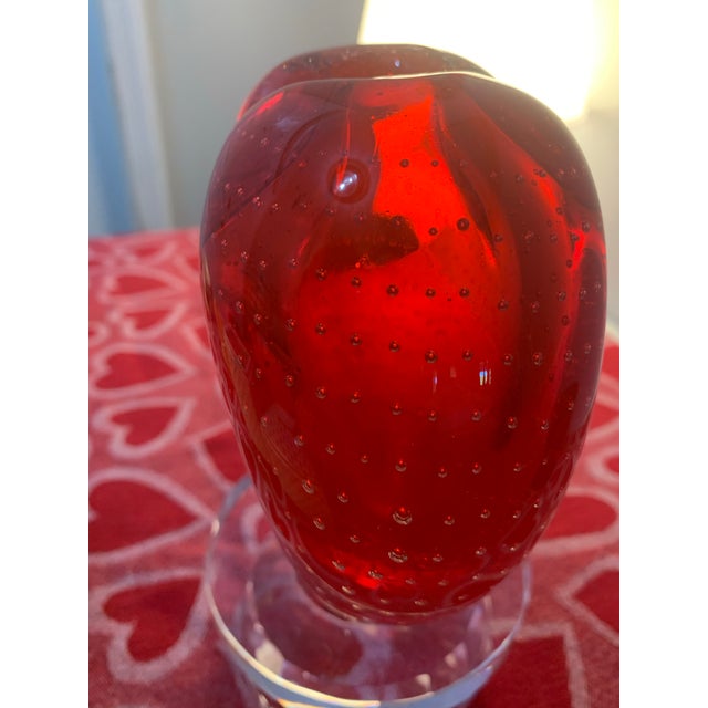 Murano Red & Clear Bulacante Heart Vase For Sale - Image 11 of 12
