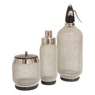Chrome Caged Cocktail Bar Set from Merkuria, 1960s, Set of 3 For Sale