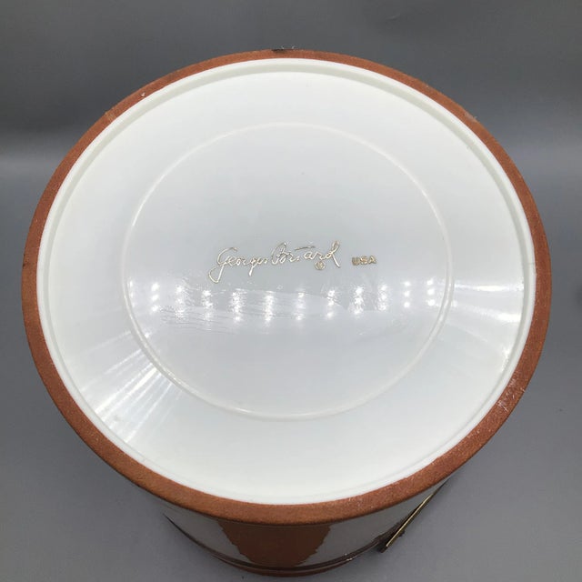 Georges Briard Ice Bucket Egyptian Motif Insulated Brown Swede For Sale - Image 9 of 13