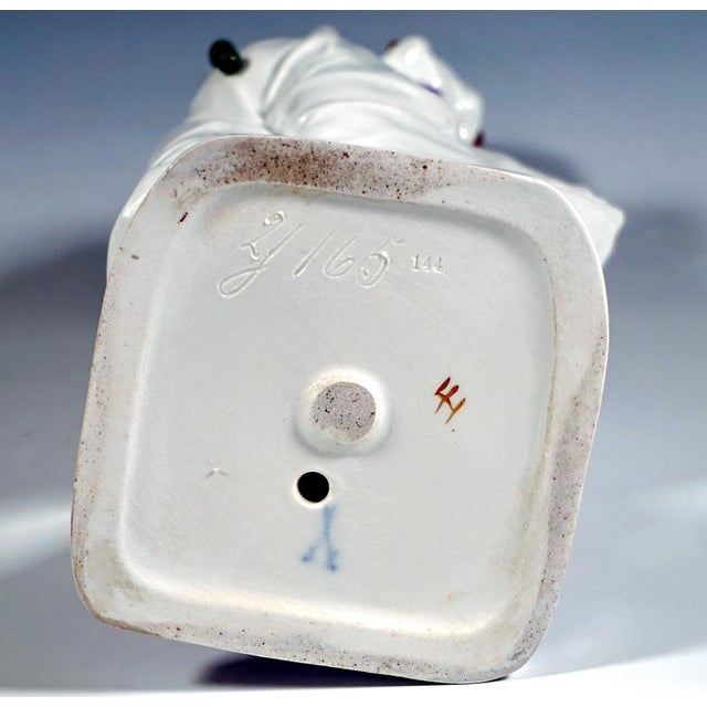 Ceramic Large Art Nouveau Pierrette Figurine attributed to Martin Wiegand for Meissen, Germany, 1910s For Sale - Image 7 of 8