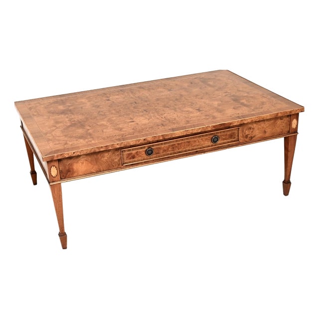 Large Antique Burr Walnut Coffee Table, 1930s For Sale