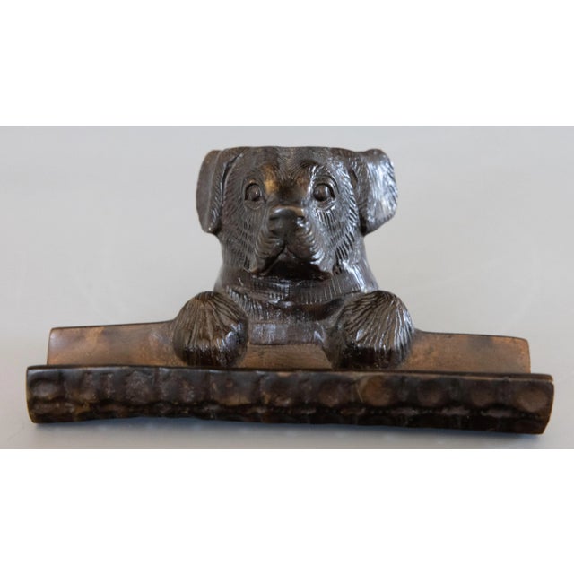 Bronze Vintage Bronze Tone Metal Dog Pen Tray Desk Accessory For Sale - Image 8 of 8