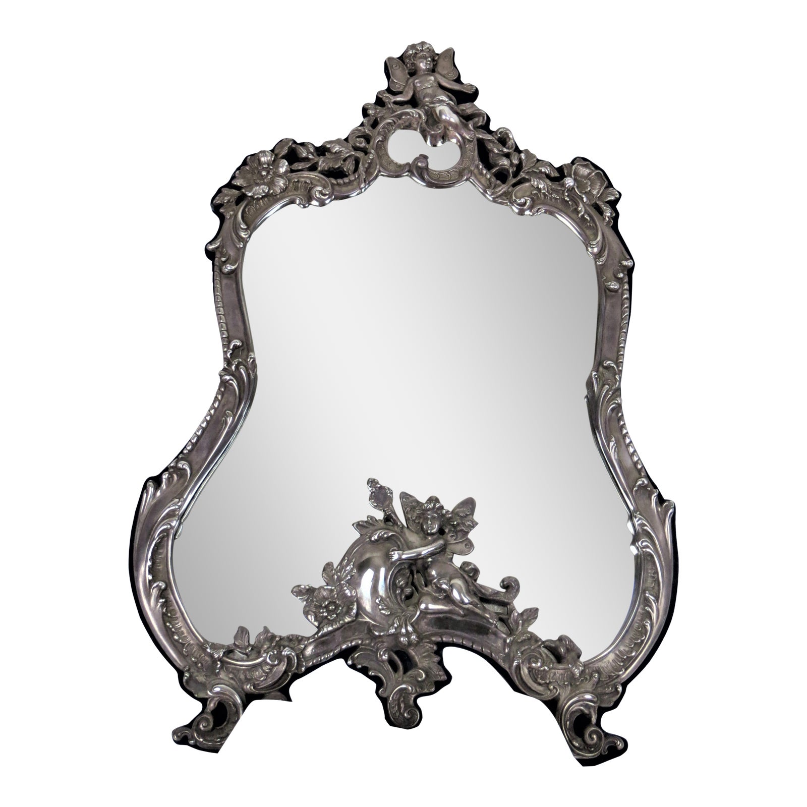 Vanity Sterling Silver Vintage Mirror On Easel Stand Chairish