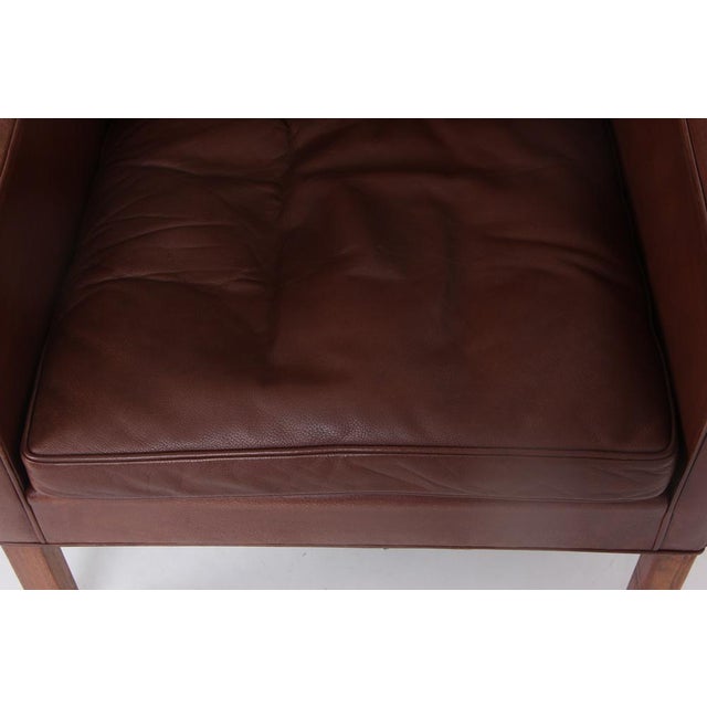 Model 2204 Wing Chair in Brown Leather by Børge Mogensen for Fredericia, 1974 For Sale - Image 12 of 14