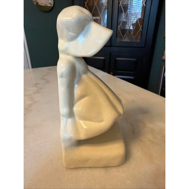 Cowan Art Pottery Bookend Sunbonnet Girl (1) Buttery Smooth Ivory Glaze 1929 For Sale - Image 6 of 7