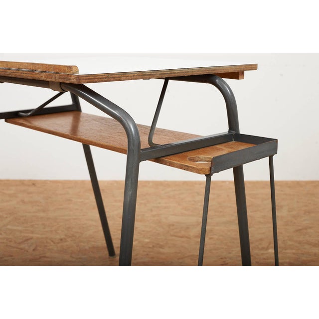 Green Lacquered Steel and Plywood Desk with Resin Tabletop For Sale - Image 6 of 15