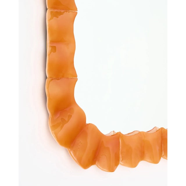 Glass Murano Glass Orange Mirror For Sale - Image 7 of 9