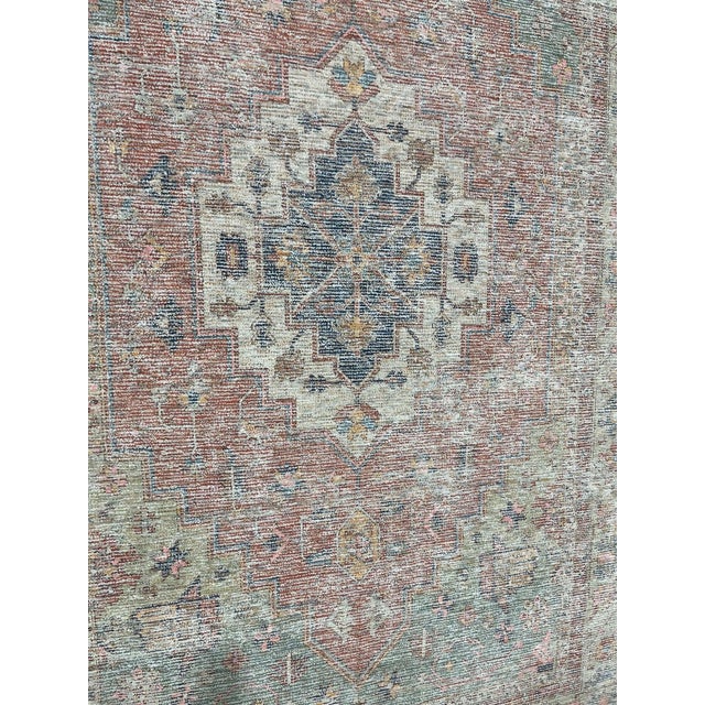 2020s 6x9 Blue Rose Distressed Medallion Hand-Knotted Wool Rug For Sale - Image 5 of 6