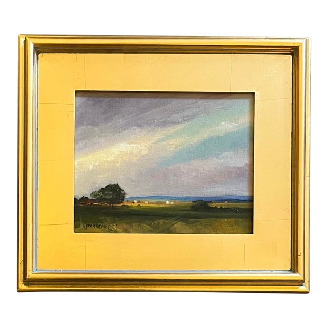 Oil Painting of a Country Landscape With Distant Poppy Fields For Sale