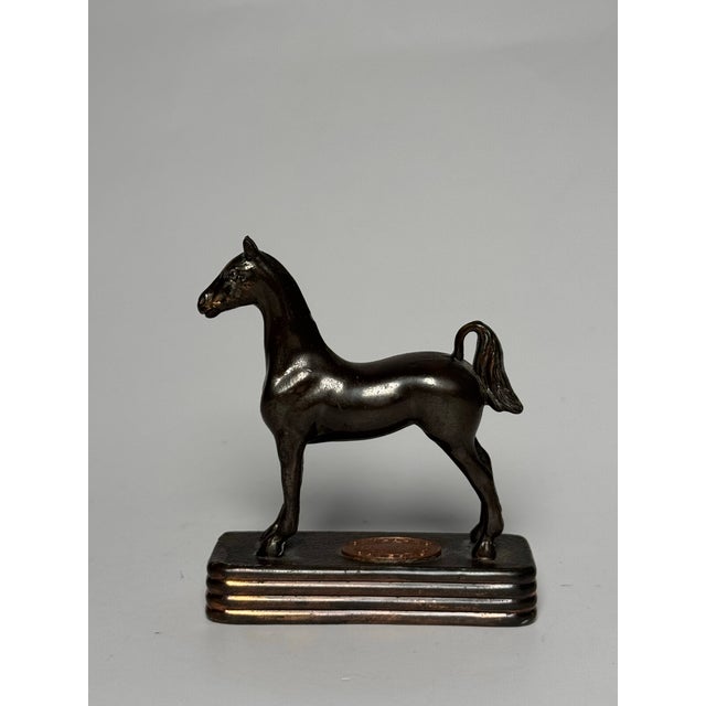 Vintage English Traditional Small Cast Iron Horse Copper/Bronze Finish Figurine For Sale - Image 4 of 11