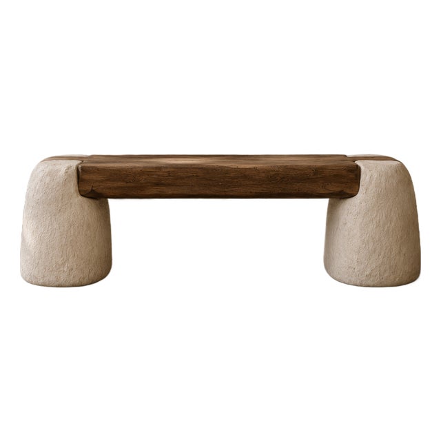 Sculpted Balance Console Bench — Handmade Wabi-Sabi Statement Furniture For Sale