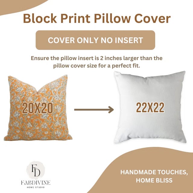 Not Yet Made - Made To Order Fabdivine Handmade Block Print Pillow Cover 24x24 Inch - Aradhna For Sale - Image 5 of 5