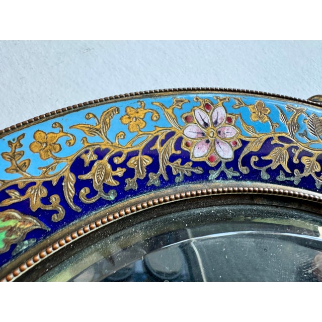 Stunning Large Antique French Champleve Brass Hand/Wall Mirror 19th Century 8x15.5” For Sale In New York - Image 6 of 10