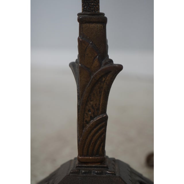 Vintage Art Deco Metal Floor Lamp W. Beaded Shade For Sale - Image 9 of 13