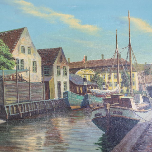 Christianshavn Port in Copenhagen Oil Painting by Frederik Wilhelm Svendsen For Sale - Image 6 of 11