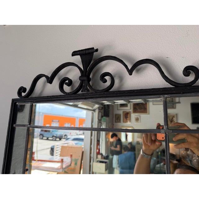 1960’s Hollywood Regency Style Wrought Iron Wall Mirror – Made in Denmark For Sale - Image 4 of 12