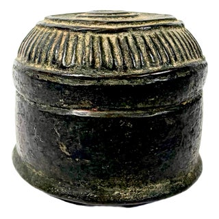 Antique Islamic Berber Copper Henna Box with Fluted Lid, 1890s For Sale