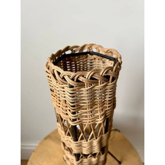 Vintage French Rattan Table Lamp, 1960 For Sale - Image 12 of 15