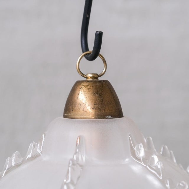 Mid-Century Ice Glass Pendant Lights, Set of 2 For Sale - Image 5 of 9