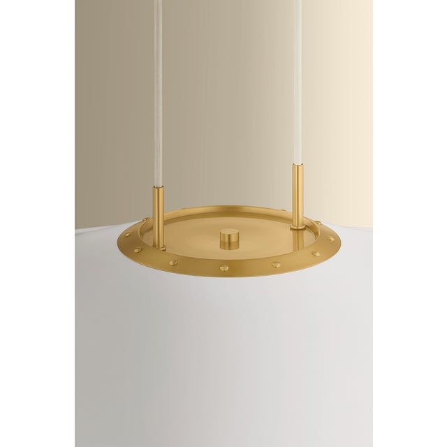 Metal Hudson Valley Lighting Emmons 30 in. 1 Light Pendant in Aged Brass and Soft White Finish For Sale - Image 7 of 11
