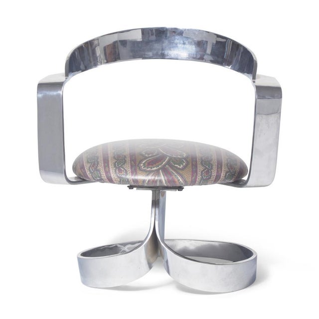 Carlos Ojínaga Erill "Cinta" Swivel Armchair, Stainless Steel, Spanish Mid-Century For Sale - Image 9 of 9
