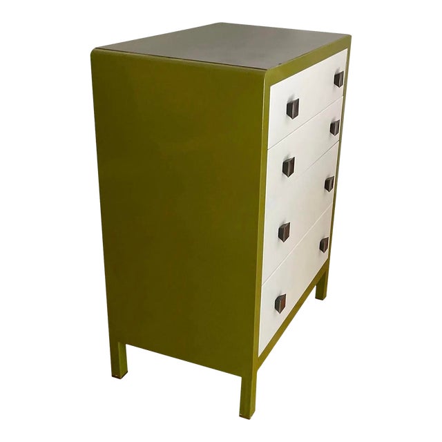 Simmons Norman Bel Geddes Enameled Metal 4 Drawer Dresser Fully Restored, Circa 1930s-40s For Sale