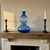 Vintage Hand Blown Blue Studio Art Glass Vase-Translucent-Double Gourd-Bottle For Sale - Image 9 of 9