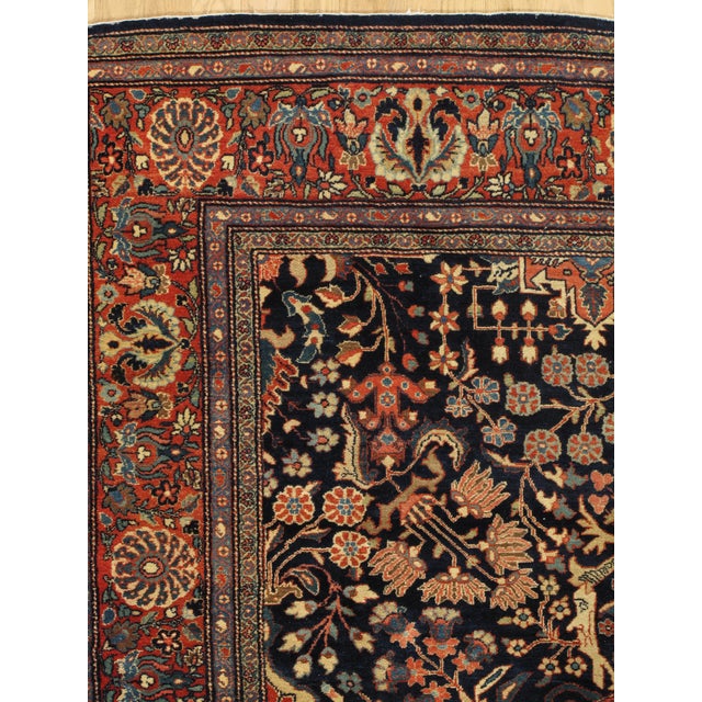 Antique Farahan Sarouk Carpet, Handmade Oriental Rug, Navy, Ivory, Green, Red For Sale In New York - Image 6 of 12