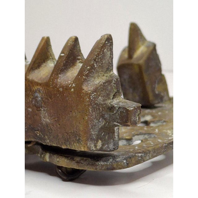 Antique Moroccan Cast Brass Hanukkah Lamp Menorah 19th Century Judaica Oil Lamp For Sale - Image 14 of 18