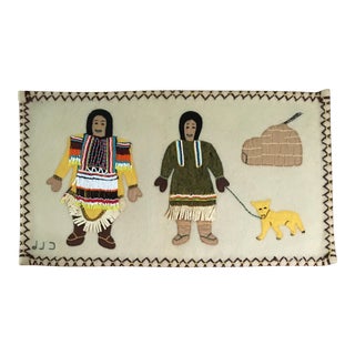 Vintage Mid 20th Century Inuit Embroidered Beaded & Appliqué Wall Hanging For Sale