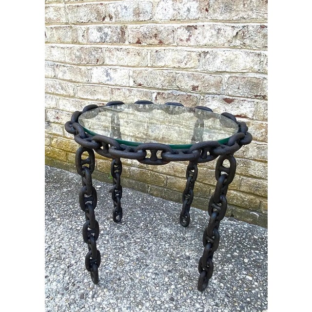 Mid 20th Century Small Chain and Glass Side Table For Sale - Image 11 of 13